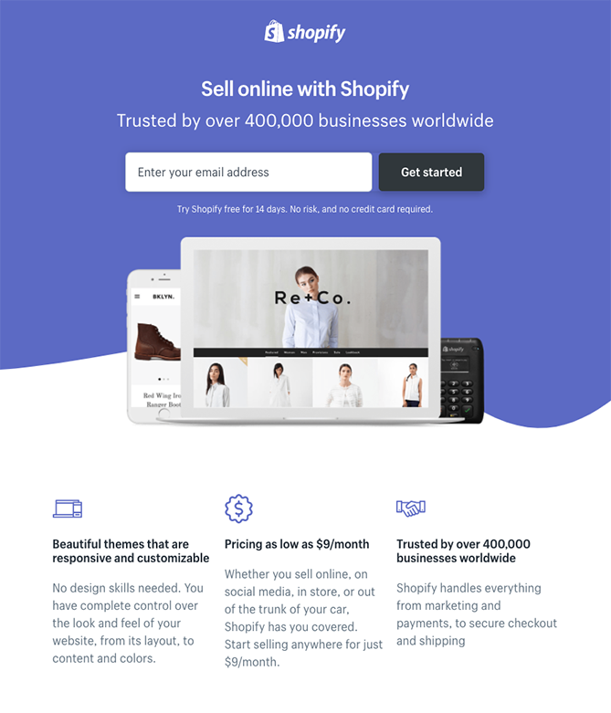Shopify регистрация целевой страницы 1 Shopify регистрация целевой страницы
