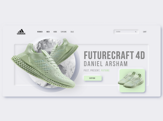 Целевая страница Adidas Neumorphism Идеи веб - дизайна 1 Целевая страница Adidas Neumorphism Идеи веб - дизайна