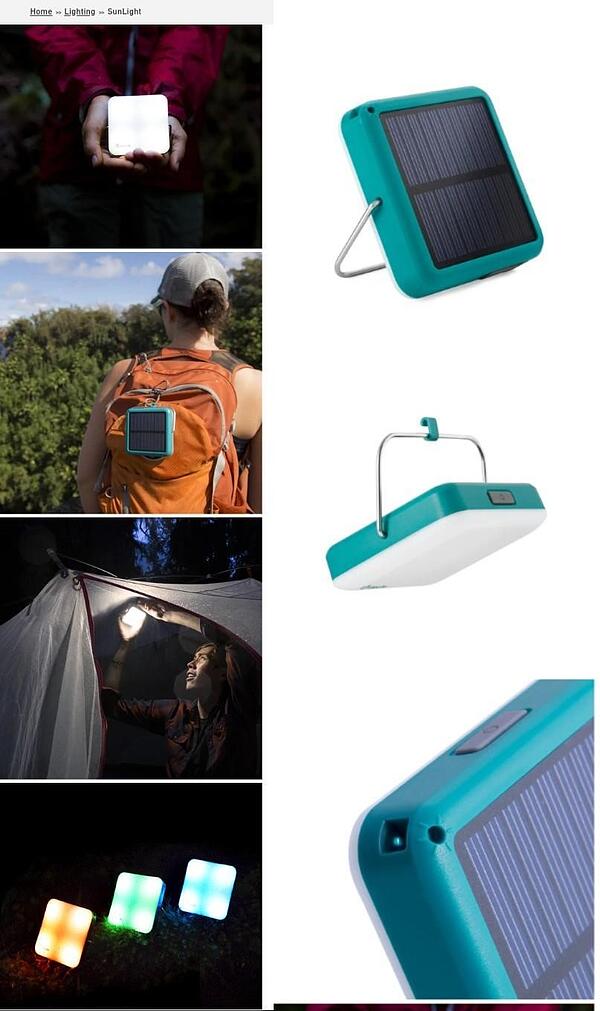 Страница продукта BioLite SunLight 1 Страница продукта BioLite SunLight