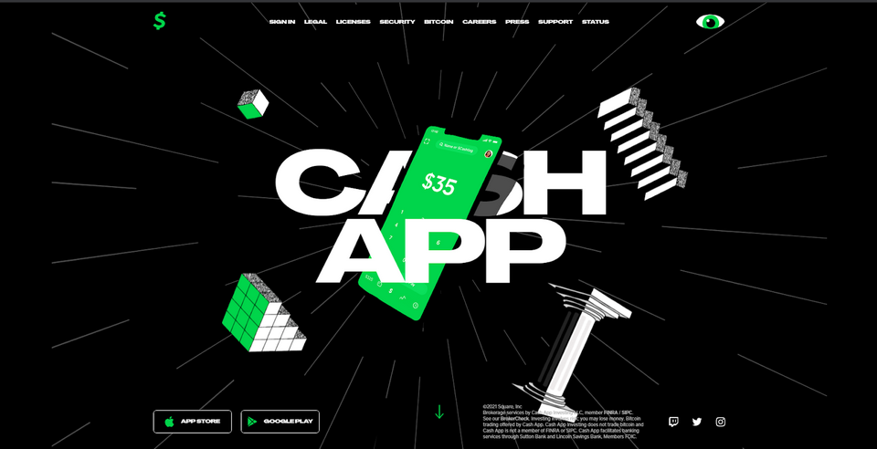 скриншот сайта Cash App скриншот сайта Cash App