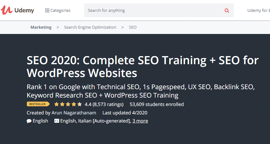 Udemy Курсы по сертификации SEO Udemy Курсы по сертификации SEO