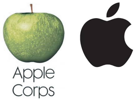 Логотипы Apple Corps и Apple Inc рядом. Регистрация логотипа Логотипы Apple Corps и Apple Inc рядом. Регистрация логотипа