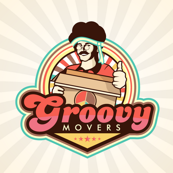 Дизайн логотипа Groovy Movers Психоделический дизайн Дизайн логотипа Groovy Movers Психоделический дизайн