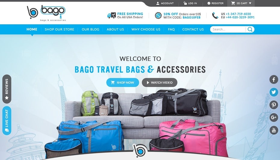 Дизайн сайта Bago Travel Bags 1 Дизайн сайта Bago Travel Bags