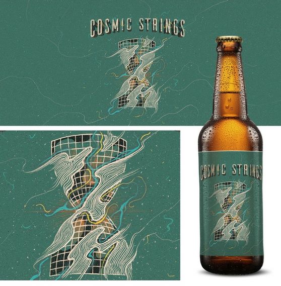 Дизайн пивной этикетки с изображением космических песочных часов Дизайн пивной этикетки с изображением космических песочных часов