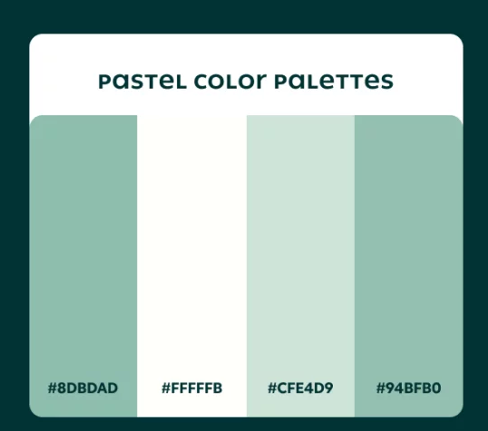 # 8DBDAD #FFFFFB # CFE4D9 # 94BFB0 # 8DBDAD #FFFFFB # CFE4D9 # 94BFB0