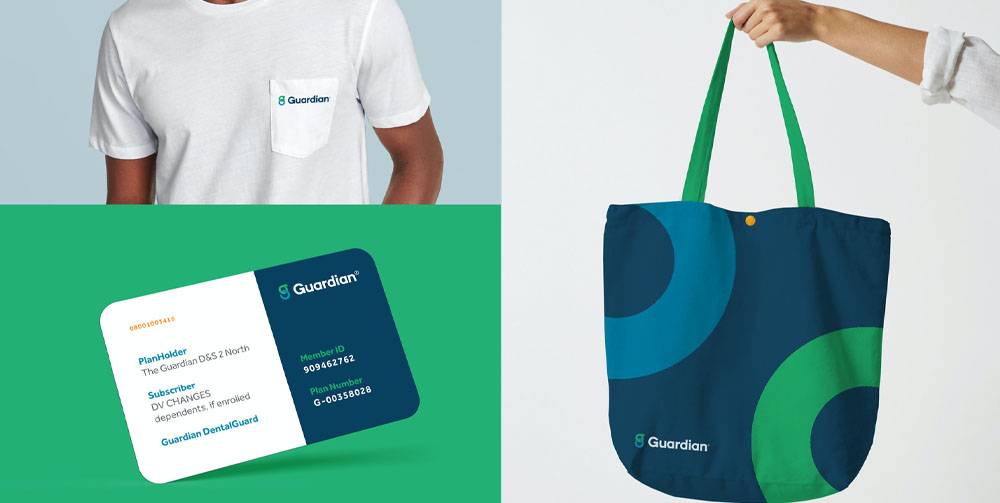 брендинг Guardian Life Insurance на сумке, футболке и визитке 1 Брендинг медицинских компаний Guardian Life Insurance на сумке, футболке и визитке