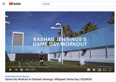 Пример цифрового маркетингового тренда 2020: скриншот блога YouTube от Equinox Fitness, Game Day Workout Пример цифрового маркетингового тренда 2020: скриншот блога YouTube от Equinox Fitness, Game Day Workout