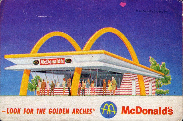 Рекламная открытка McDonald's 1950-х годов История брендинга. Рекламная открытка McDonald's 1950-х годов История брендинга.