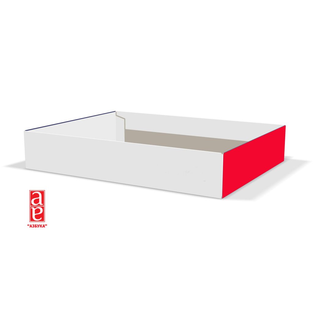 Cajas-bandejas fabricadas en cartón de 254x194x46 mm.